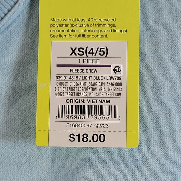 All In Motion Long Sleeve Sweatshirt, Light Blue, Size XS (4/5), NWT - Picture 4 of 5